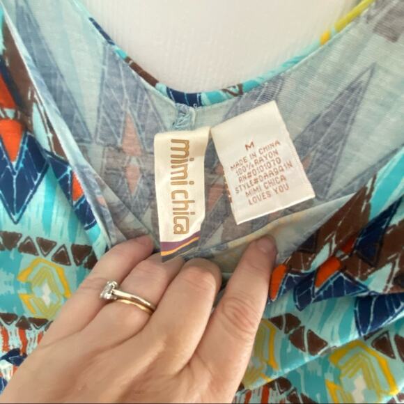 Mimi Chica Nordstrom Dress Size Medium Sexy Aztec Print strappy Maxi - Picture 6 of 7